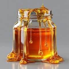 Golden honey dripping from spoon jar high resolution picture