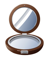 Open Brown Makeup Compact with Cosmetic Powder