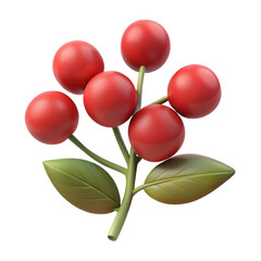 Red Berry Branch Botanical Silhouette 3 D Render Isolated on a transparent background berries
