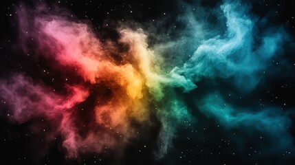 Fototapeta premium A stunning display of colorful nebulous clouds against a starry background, representing the beauty and mystery of the cosmos and the vastness of space exploration.