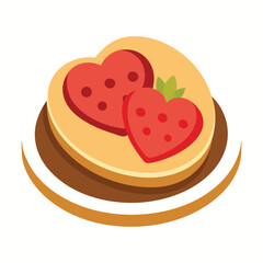 Heart-Shaped Chocolate Pancakes Vector – Romantic Breakfast on White Background