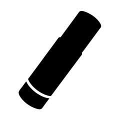 A minimalistic black and white image of a glue stick applicator icon