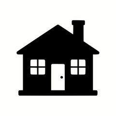 White background 3D rendering of a residential house icon with a roof and a door, symbolizing real estate and property