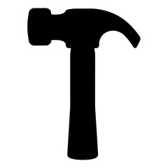 Simple Silhouette of a Claw Hammer, a Common Tool for Carpentry