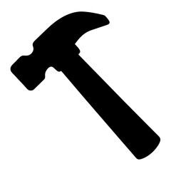 Silhouette of a hammer with a wooden handle used for carpentry work