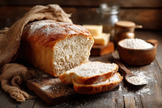 White gluten free bread on a wooden table