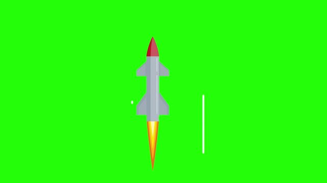rocket missile nuclear cartoon vector 2d animated rocket missile nuclear bomb flying launch green screen 4k