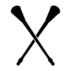 Stylized Black Lacrosse Sticks Crossing on a White Background Ready for Action