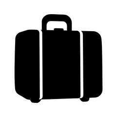 Black Suitcase Icon, A minimalist black silhouette of a suitcase, perfect for travel, luggage, and vacation-themed designs.
