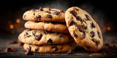 Yummy freshly baked chocolate chip cookies on a National Cookie Day poster, National Cookie Day, chocolate chip, cookies