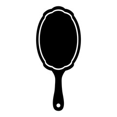 Elegant black and white hand mirror with ornate edges for vanity displays