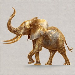 Golden luxury elephant vector with embossed details high resolution picture