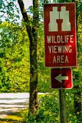 Wildlife viewing directional sign within Mauthe Lake Unit, Northern Kettle Moraine State Forest, Campbellsport, Wisconsin