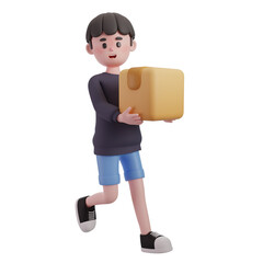 Male Carrying Package 3D Illustration