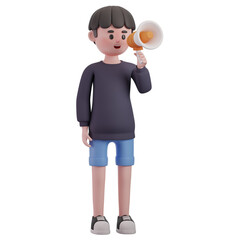 Male Speak With Megaphone 3D Illustration