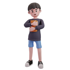 Male Holding Book 3D Illustration