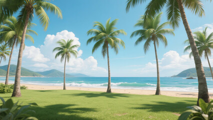 Fototapeta premium palm trees on the beach