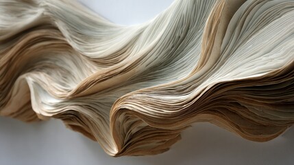 Abstract sculpted form of layered paper.