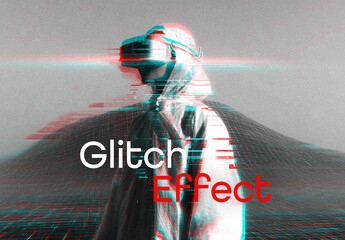 Glitch Photo Effect Mockup