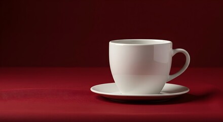 Obraz premium White cup, Coffee cup, Tea cup, White Coffee Cup on Red Background