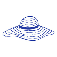 Hand draw women's summer beach headgear vector illustration.