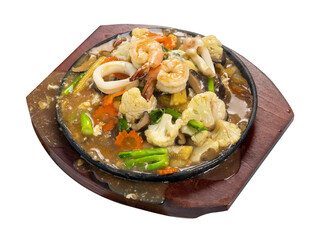 Sizzling Seafood Noodles with Savory Thai Gravy