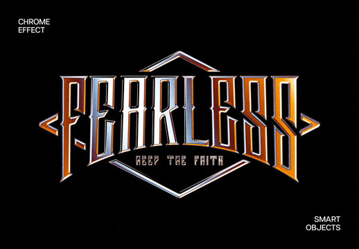 Retro Chrome Text & Logo Effect Mockup