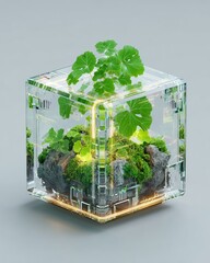 argriculture smart technology farming future A stunning glass terrarium featuring vibrant greenery, showcasing the beauty of nature within a modern design.