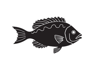 Black and white vector illustration of a detailed fish design for diverse creative applications