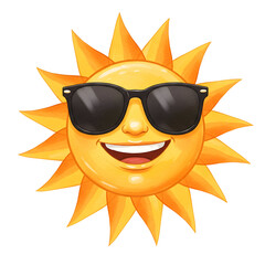 Smiling Sun Wearing Sunglasses, Radiating Warmth and Summer Vibes