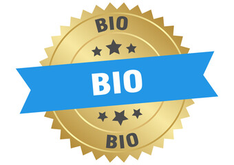 bio. bio round blue and gold label isolated on transparent background