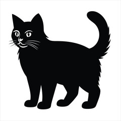 Black cat vector silhouettes white background , ai generator