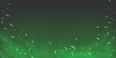 Green magical flame with glowing sparks and flying embers. Neon fire effect with fog, smoke and toxic poison mist on dark background. Fantasy texture with sparkle, shine and fairytale energy burst.