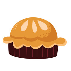 Cute Vector Illustration of a Freshly Baked Pie with Golden Crust