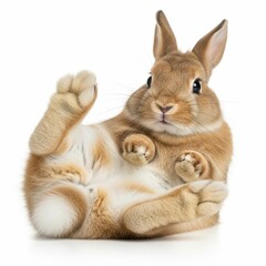 Obraz premium Charming Pet Bunny Belly-Up, Expressing Absolute Trust and Joy