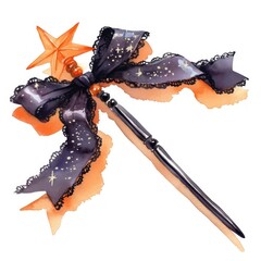 Wand illustration fantasy ribbon.