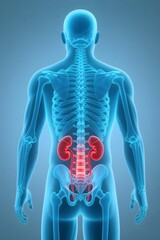 Human Spine and Kidney Anatomy — 3D Medical Illustration