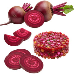 Fresh Beetroot Still Life: Whole, Sliced, and Layered Salad Composition