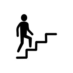 Stairs Climbing Icon – Person Walking Up Steps Silhouette・階段を上る人のアイコン／ピクトグラム風シルエット素材
