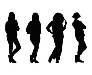 Silhouettes of Women Standing in Casual Poses