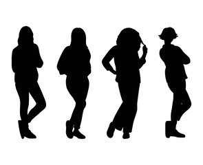 Silhouettes of Women Standing in Casual Poses