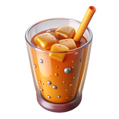 a glass of Fanta with ice and gas