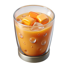 a glass of Fanta with ice and gas