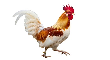 Fototapeta premium Detailed Portrait of a Rooster with Striking Feathered Display