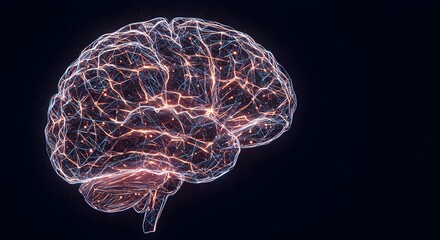 Brain, Neural network, Neurons, Illuminated Brain Network