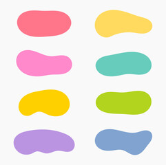 Blob liquid amoeba banners in various shapes and colors set. Smooth modern cloud backgrounds. Vector illustration