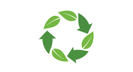 Circular Green Leaf Eco Arrows minimal logo illustration pack Sustainable Growth Recycling Logo Design