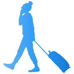 Traveler Women Silhouette. Vector Illustration in Gradient Color.