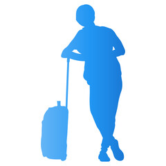 Traveler Women Silhouette. Vector Illustration in Gradient Color.