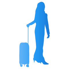 Traveler Women Silhouette. Vector Illustration in Gradient Color.